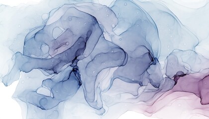 Delicate indigo and pink alcohol ink fluid art illustration