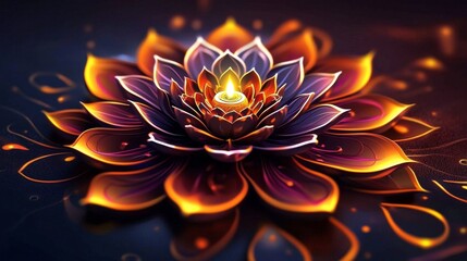 Beautifully designed wallpaper to celebrate the spirit of Diwali, showcasing a white ornamental flower.