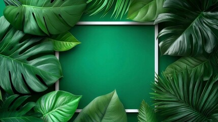 A unique design showcasing vibrant green foliage in a white square frame.