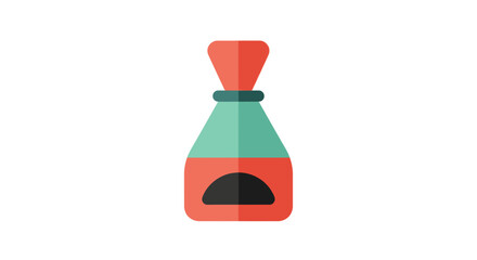 Stylized illustration of a sauce bottle on a white background copy space
