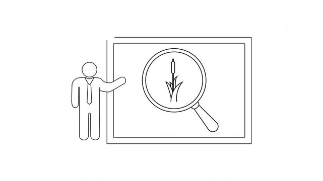 Presentation on Plant Life - A Detailed Line Art Illustration.