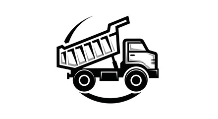 Naklejka premium Industrial Dump Truck Silhouette, Construction Heavy Machinery, isolated white background