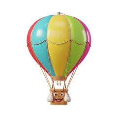Obraz premium Cartoon dog in a hot air balloon basket