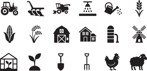 Obraz premium Agriculture line editable icon set. Farming, organic food and rural vector symbols pack.