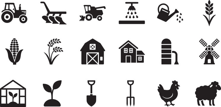 Agriculture line editable icon set. Farming, organic food and rural vector symbols pack.