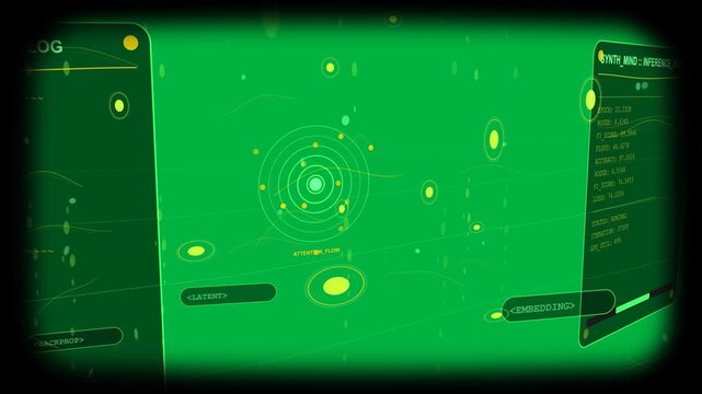 EMBEDDING node pulsing, pulling nodes into lane ripples and showing training stats on transparent