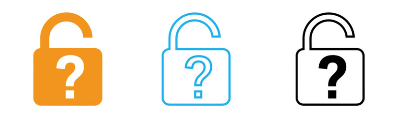 Colorful padlock icons with question marks