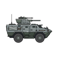 Armored Personnel Carrier Vehicle - Military Transport Truck with Cannon
