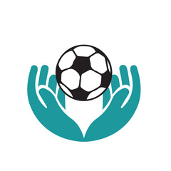 Obraz premium Hand holding a football on a white background 