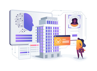 Face Recognition Check-In abstract concept vector illustration.