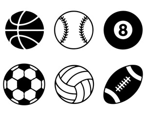 sports balls Icons silhouette vector set © Farha