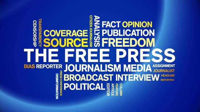 The Free Press animated word cloud-text design animation tag kinetic typography seamless loop.