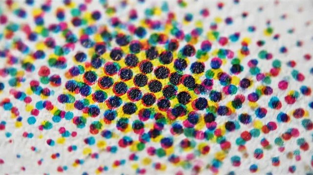 Close-up of vibrant dots, symbolizing the intersection of art and technology.