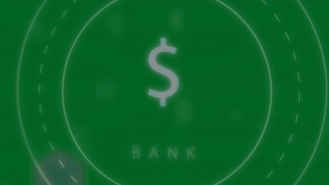 Money HUD centering dollar BANK, scanline revealing symbols, showing net on transparent background