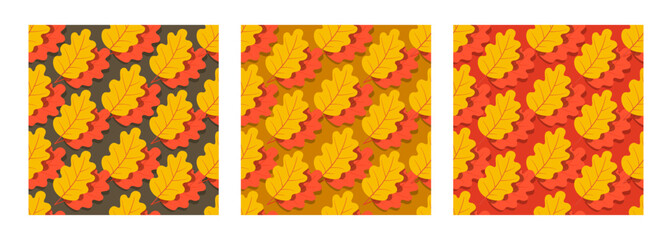 Oak leaves seamless pattern. Vector illustration.