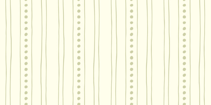 Hand drawn stripe repeat texture. Doodle striped seamless pattern. Playful hand drawn line background. Organic green minimal wallpaper. Great for scrapbook, cover, textile print, wrapping paper