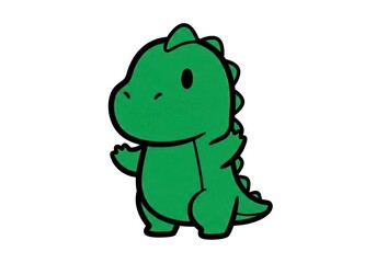 Fototapeta premium Cartoon dinosaur illustration green character isolated on white background
