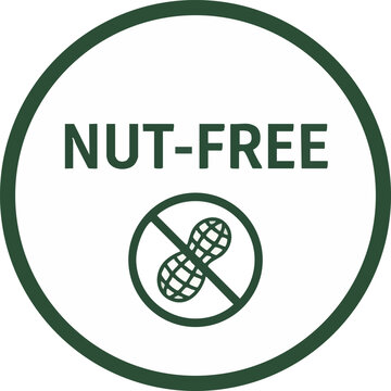 Nut-Free Allergen Symbol Icon for Food Packaging and Labels