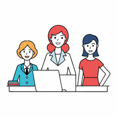 Fototapeta premium Confident women at work collaborating, leading meetings, creating ideas, and achieving goals. Empowered, skilled, and determined, they shape industries and inspire change every day. 