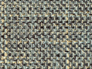 Fototapeta premium Close up texture of green and grey upholstery fabric, made of woven cotton and polyester. Micro linen knitted texture. Suitable for sofa, upholstery, curtain, and drapery. Seamless background fabric t