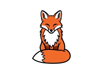 Obraz premium Cartoon fox illustration smiling in sitting pose isolated on white