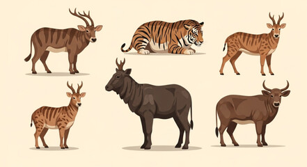 Fototapeta premium set of wild animals