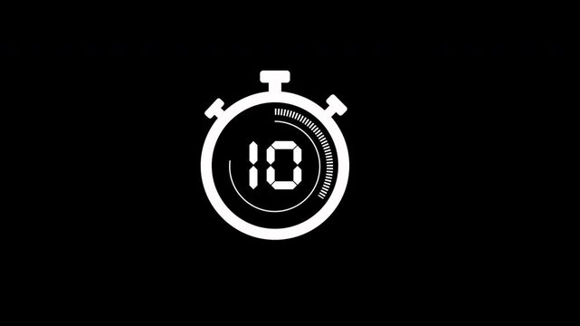 Countdown timer from 15 to 0  clock animation 4k video
