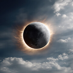Obraz premium Total solar eclipse dramatic solar sky cloud celestial astronomy dark shadow cosmic phenomenon