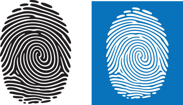 Fingerprint patterns in black and white on different backgrounds