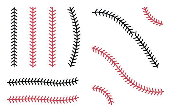 Baseball Stitching Red and Black Patterns