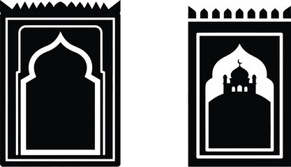 Obraz premium Ramadan kareem greeting with mosque archway silhouette