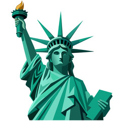 Obraz premium Statue of Liberty holding torch and tablet in iconic pose symbolizing freedom