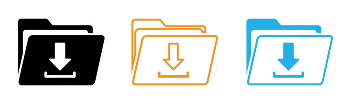 Download folder icons in black orange and blue