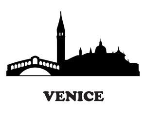 Naklejka premium Venice City Skyline Silhouette