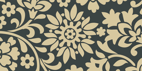 Fototapeta premium Elegant Floral Pattern Design with Intricate Botanical Motifs.