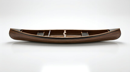 Traditional Wooden Canoe With Seating And Support Straps Inside
