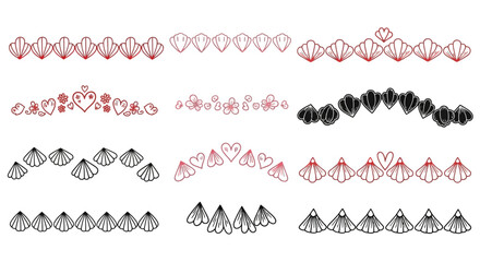 Obraz premium A collection of decorative heart and floral silhouettes in varying shades ideal for design projects on transparent background
