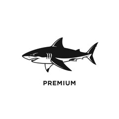 Fototapeta premium Bold black and white shark illustration with premium text
