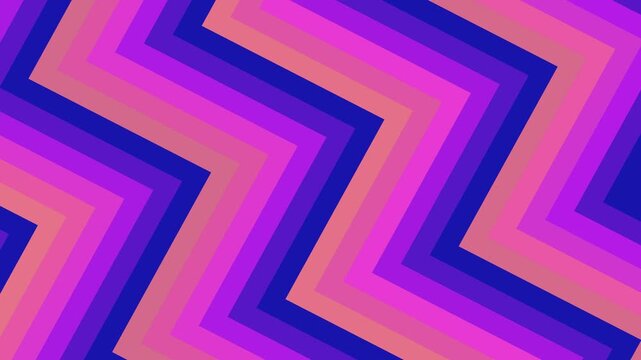 Geometric pattern of colorful zigzag stripes in pink, purple, and blue hues on a white background