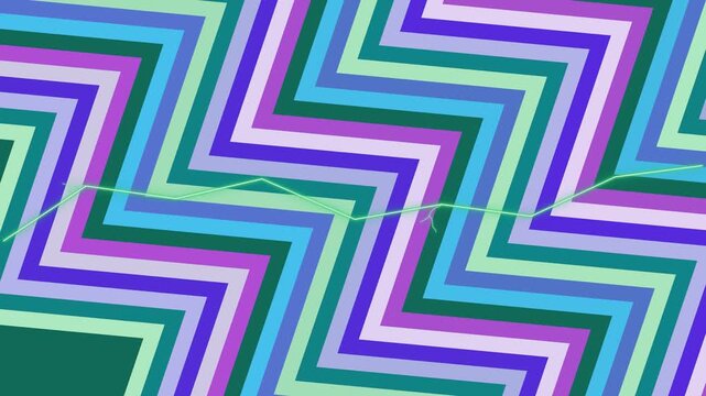 Vibrant geometric zigzag pattern with multicolored stripes on a white background