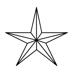 Obraz premium Five-pointed star vector icon with geometric faceted outline design