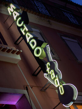 LISBON, PORTUGAL - MARCH 05, 2015:  Sign outside the Adega Machado restaurant in Rua do Norte