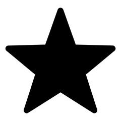 Black five-pointed star icon isolated on white background, minimalist flat design graphic element
