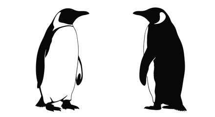 Two penguins facing each other in a striking black silhouette © HN2.00