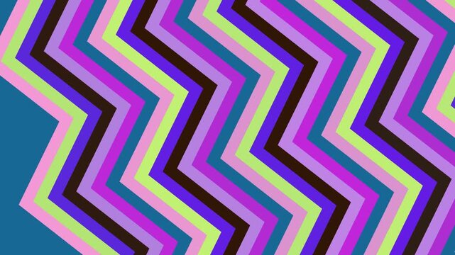 Multicolored zigzag pattern with neon hues on a blue background