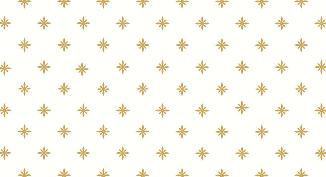 Symmetrical pattern of gold star shapes, evenly spaced on an off-white background. The design is elegant and minimalist, creating a classic feel.