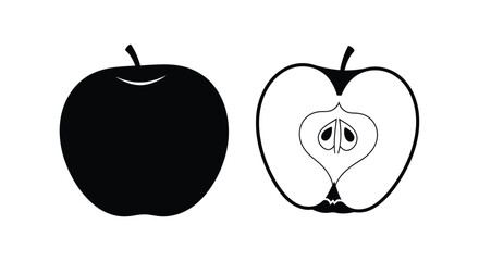 Black apple and its cross section a striking silhouette © HN2.00