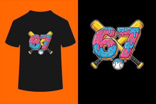Baseball Drip Number 67 Player 67th Birthday Meme Gen Alpha T-Shirt
