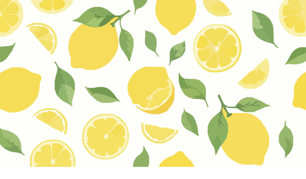 Watercolor lemon seamless repeat pattern vector illustration