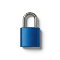 Naklejka premium Blue padlock with silver shackle isolated on white background